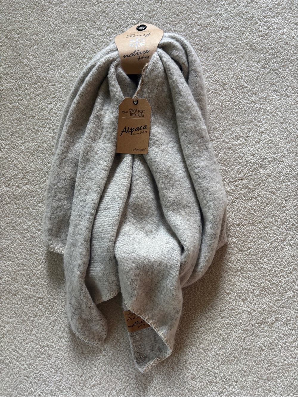 Alpaca Feel Soft Scarf - Light Gray